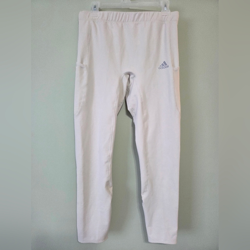 Adidas Ultimate Warm Running Pants  Cream+Orange Winter Run Sz Med Like New